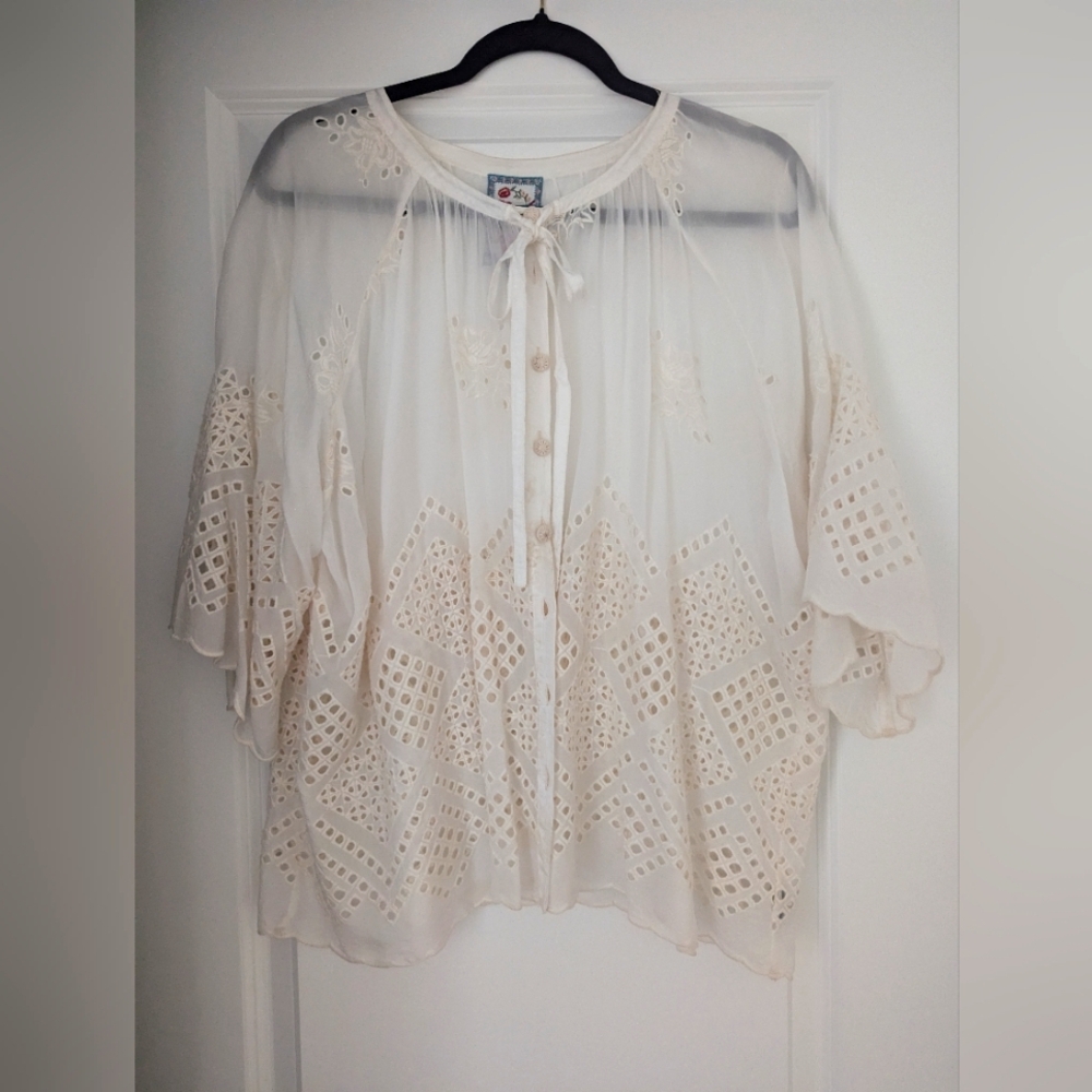 Johnny Was  Eyelet Blouse